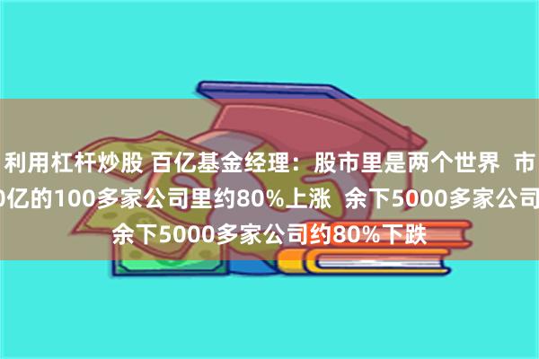 利用杠杆炒股 百亿基金经理：股市里是两个世界  市值大于1000亿的100多家公司里约80%上涨  余下5000多家公司约80%下跌